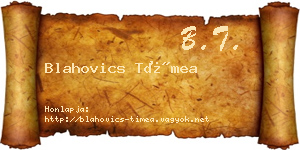 Blahovics Tímea névjegykártya
